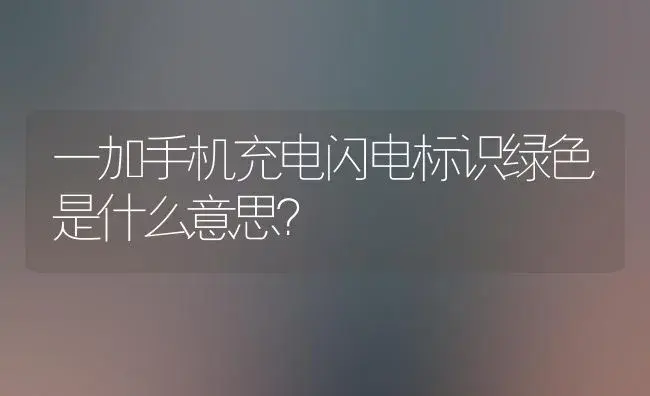 一加手机充电闪电标识绿色是什么意思？ | 多肉养殖