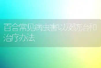 百合常见病虫害以及防治和治疗办法