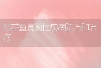 桂花鱼真菌性疾病防治和治疗