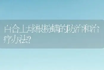 百合上球根粉螨的防治和治疗办法？