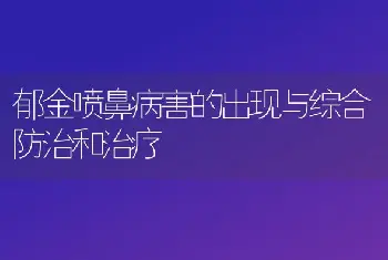 郁金喷鼻病害的出现与综合防治和治疗