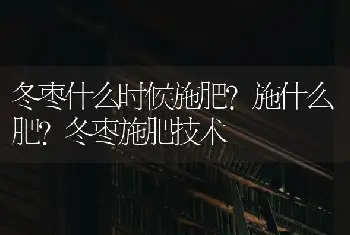 冬枣什么时候施肥？施什么肥？冬枣施肥技术