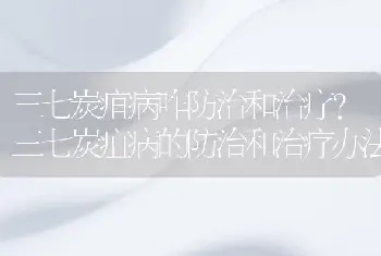 三七炭疽病咋防治和治疗？三七炭疽病的防治和治疗办法