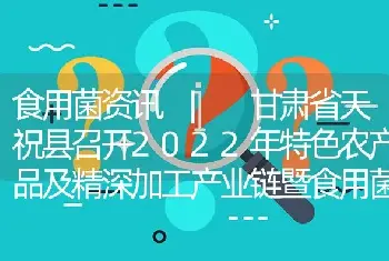 食用菌资讯 | 甘肃省天祝县召开2022年特色农产品及精深加工产业链暨食用菌产业发展工作推进会