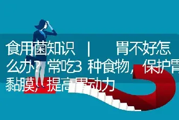 食用菌知识 | 胃不好怎么办？常吃3种食物，保护胃黏膜，提高胃动力